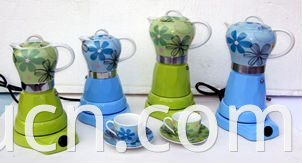 6CUPS Electric Ceramic Up Pot With Aluminium Boiler Espresso Type Moka Coffee Maker Coffee Machine JK44201-B (T69)